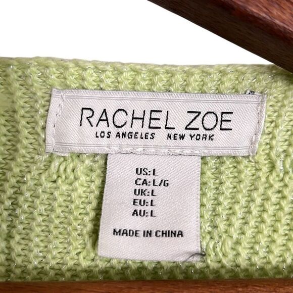 Rachel Zoe Knit High Low Crew Neck Long Sleeve Pullover Sweater Green Large - Picture 6 of 9